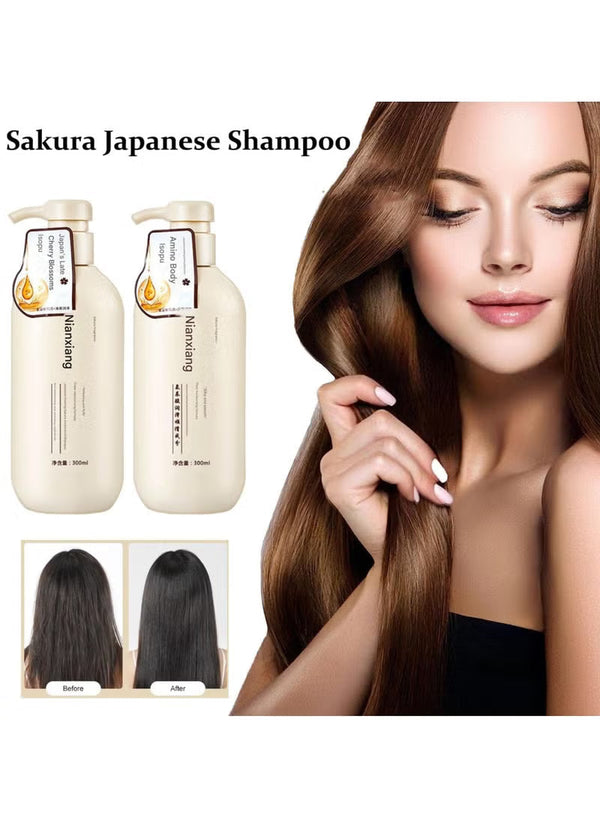 Japanese Amino Shampoo & Conditioner – Hair Repair & Anti-Hair Loss Formula | Smooth, Thick & Nourishing Care (300ml)
