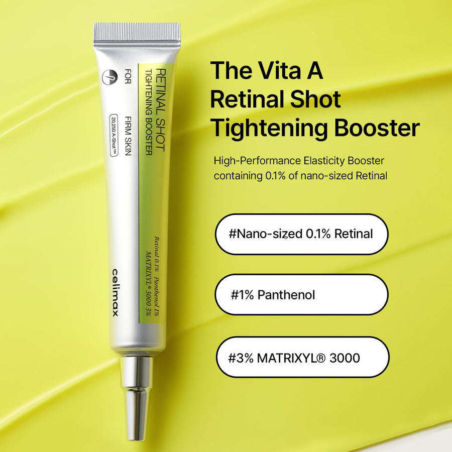 Celimax Vita A Retinal Shot Tightening Booster  – 0.1% Retinal & 3% Matrixyl Anti-Aging Serum for Wrinkles, Pore Minimizer, Firmer & Smoother Skin